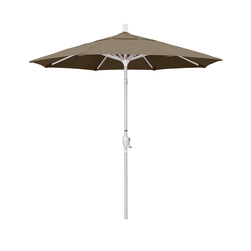 California Umbrella 7.5' Patio Umbrella in Pacifica Taupe/Matted White