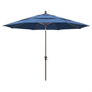 California Umbrella 11' Patio Umbrella in Olefin Frost Blue/Champagne