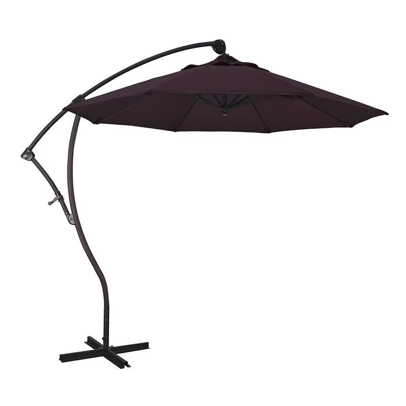 California Umbrella 9' Aluminum Pole Cantilever Patio Umbrella in Purple