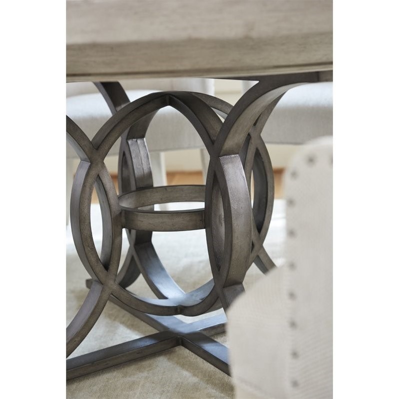 Lexington Oyster Bay Calerton Round Pedestal Dining Table in Oyster