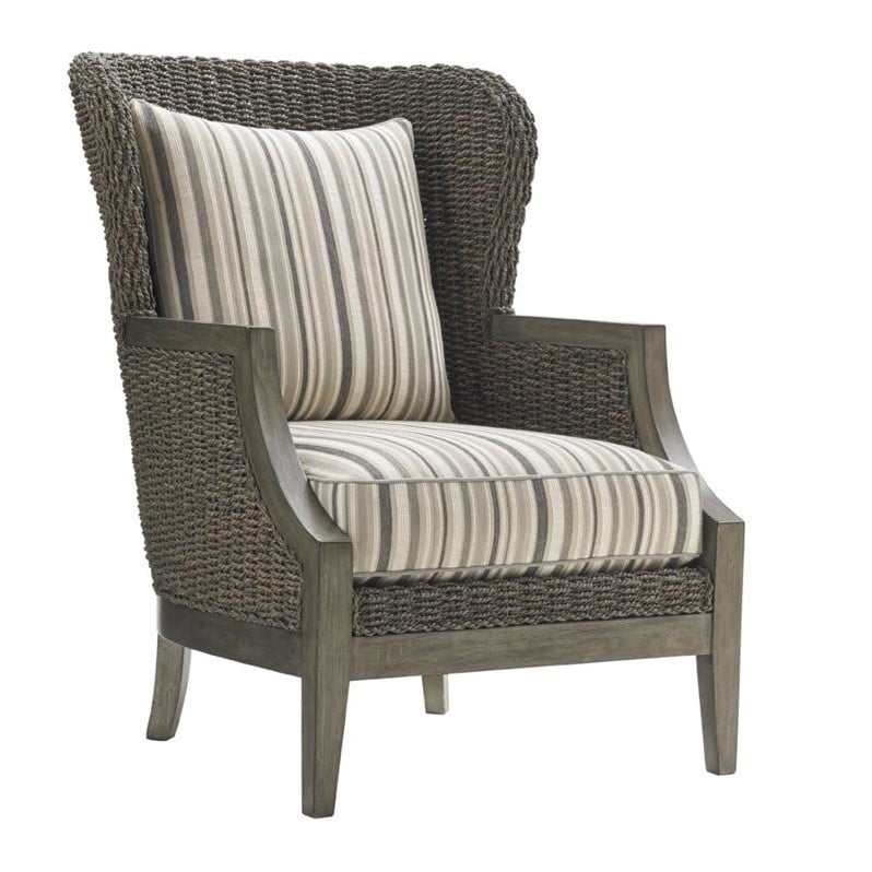 Lexington Oyster Bay Seaford Wicker Accent Chair in Multi Striped - 01 ...