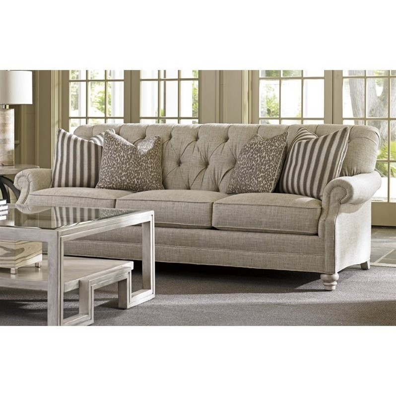 Lexington Oyster Bay Greenport Tufted Fabric Sofa In Milllstone