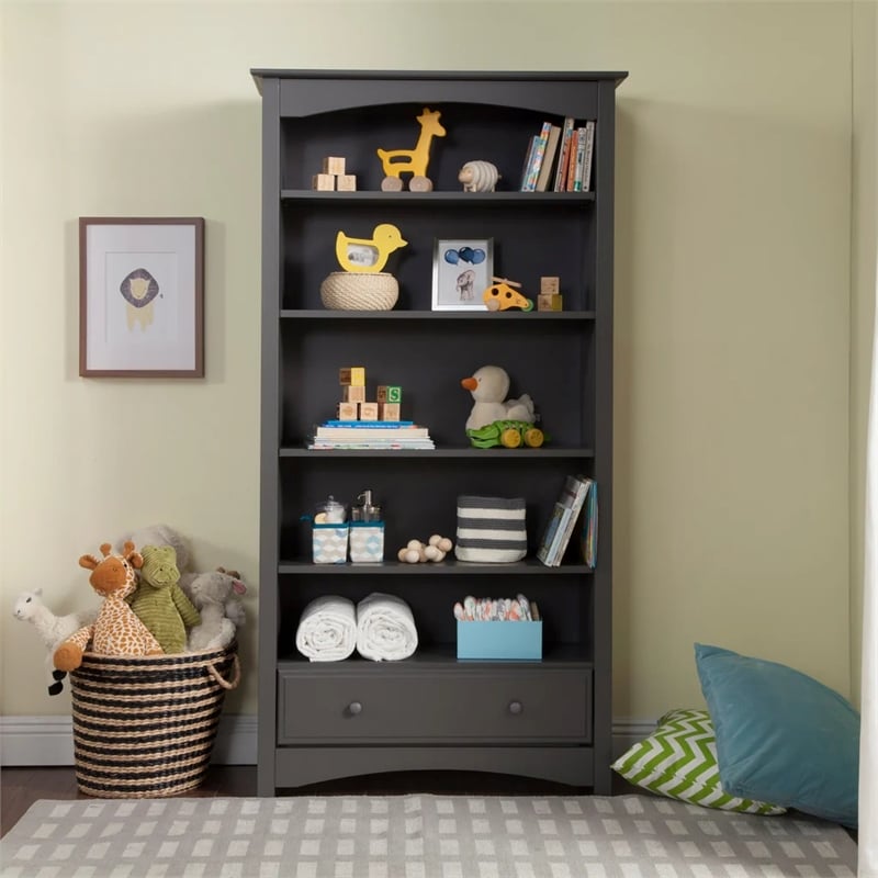 DaVinci Universal 5-Adjustable Pine Wood Shelf Kids Bookcase in Slate