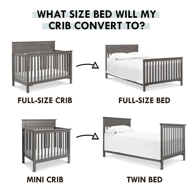 DaVinci Hidden Hardware Twin-Full Size Bed Conversion Kit in Gray