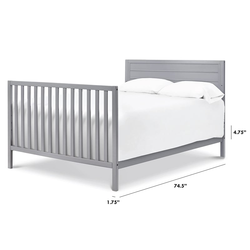 DaVinci Hidden Hardware Twin-Full Size Bed Conversion Kit in Gray