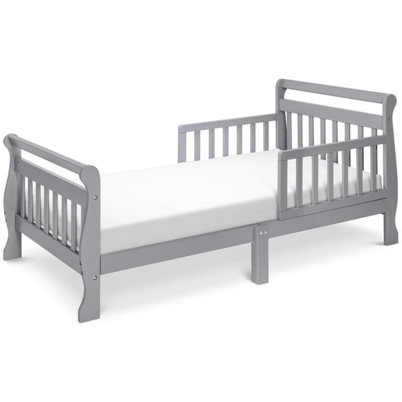 DaVinci Sleigh Solid Pine Wood Toddler Bed in Gray