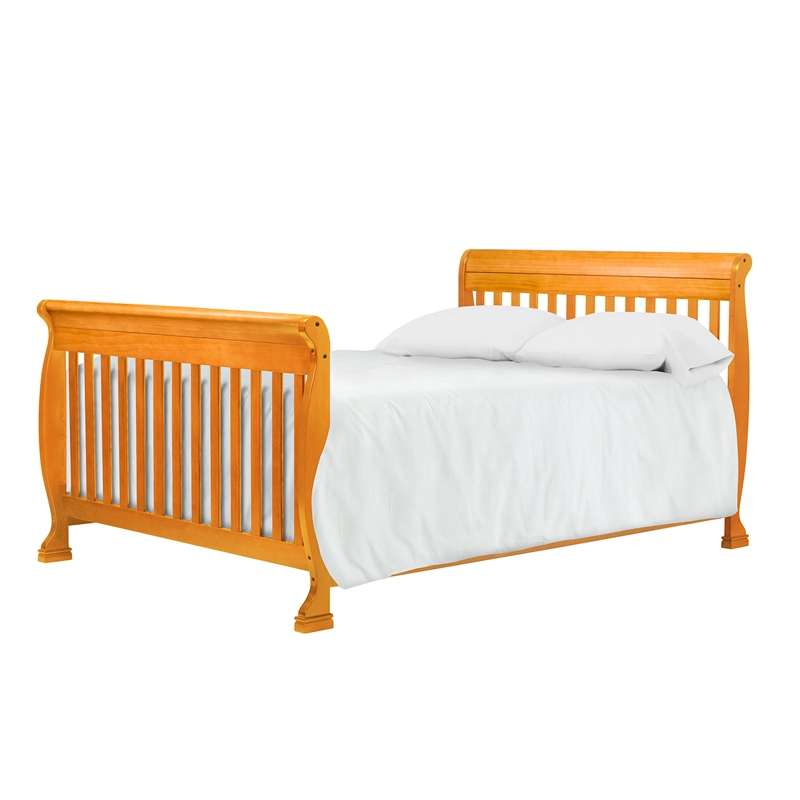 DaVinci Pine Wood Full Twin Size Bed Conversion Kit in Oak