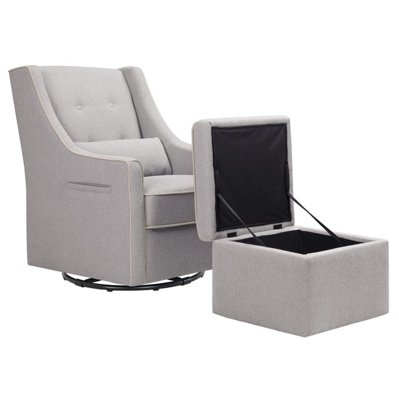 davinci owen glider and ottoman gray and cream piping