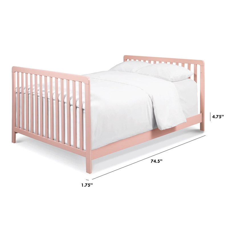 DaVinci Hidden Hardware Wood Twin-Full Size Bed Conversion Kit in Petal Pink