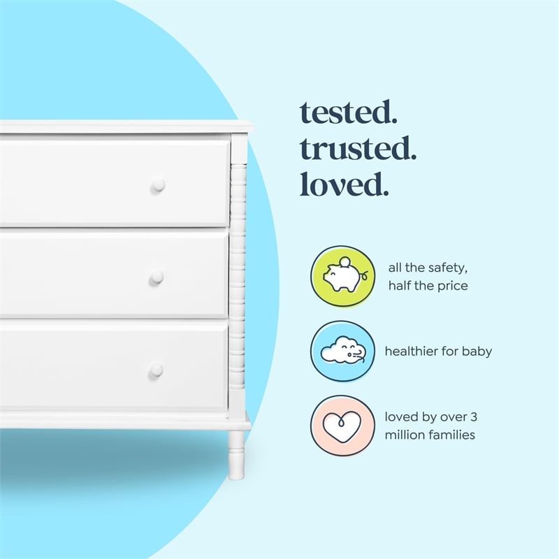 DaVinci Jenny Lind 3-Drawer Spindle Baby Dresser in White