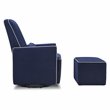 DaVinci Olive Fabric Glider and Ottoman in Navy with Gray Piping