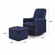 DaVinci Olive Fabric Glider and Ottoman in Navy with Gray Piping