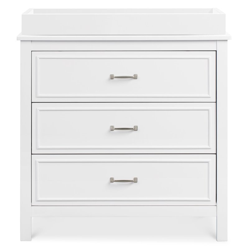 4-in-1 Convertible Crib Set with Matching Dresser Changing Table in Pure White