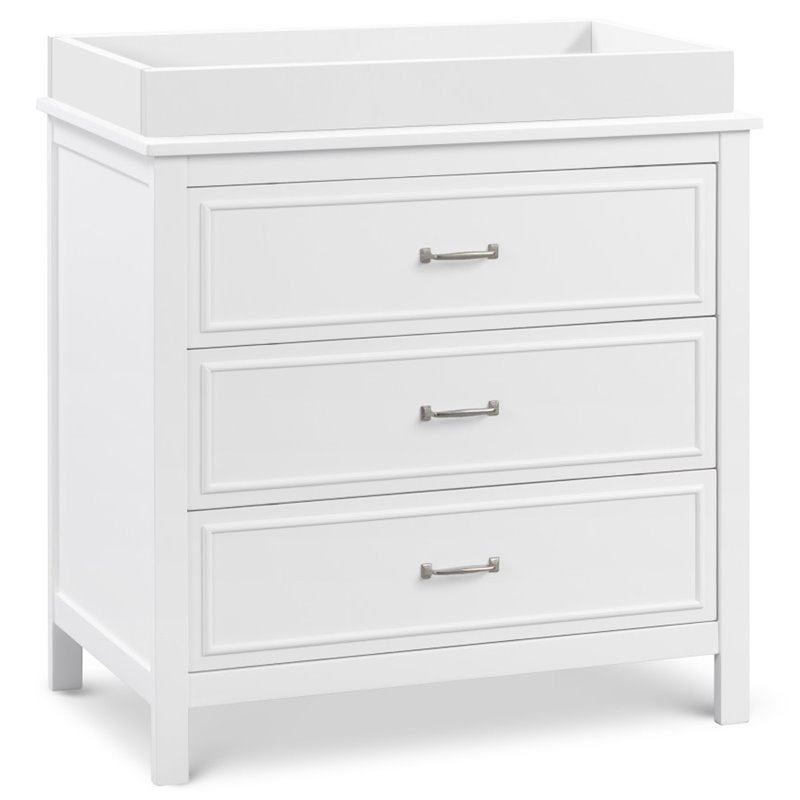 4-in-1 Convertible Crib Set with Matching Dresser Changing Table in Pure White