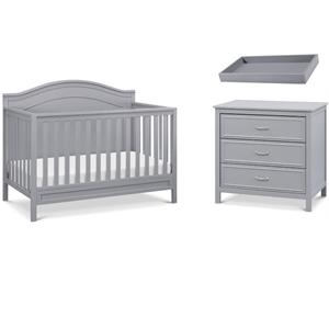 4-in-1 convertible crib set with matching dresser changing table in gray
