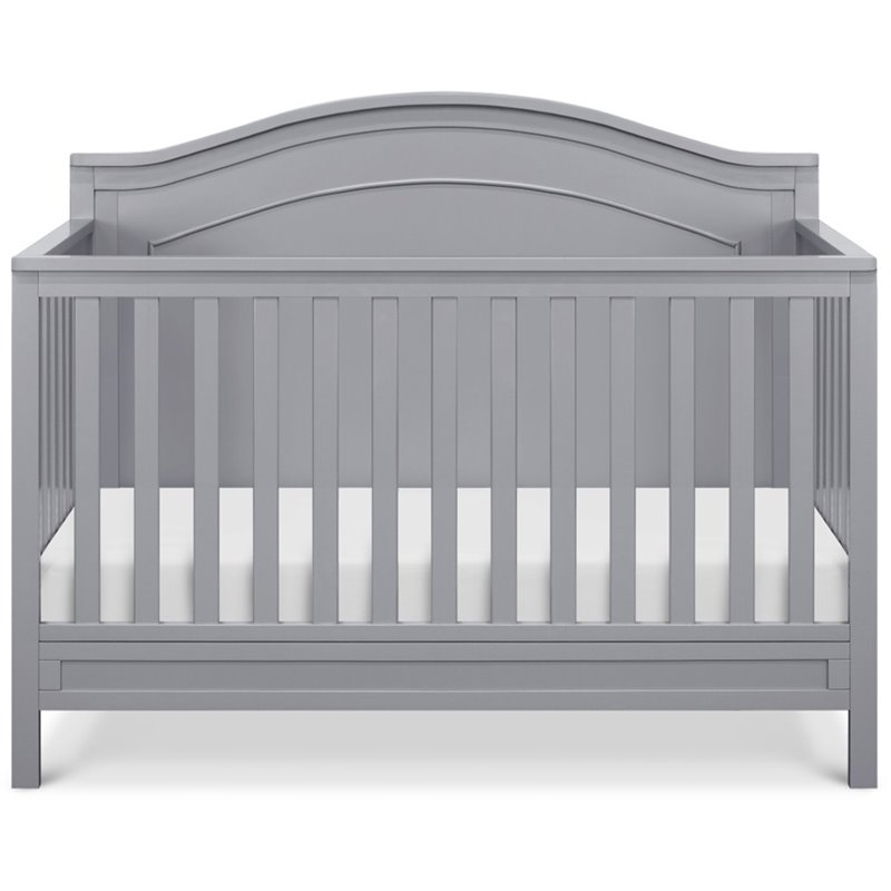 4-in-1 Convertible Crib and Dresser Set with Removable Changing Tray in Gray
