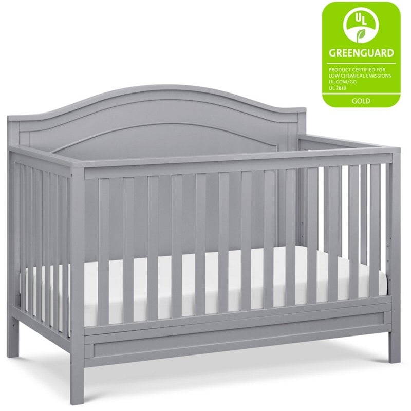 4-in-1 Convertible Crib and Dresser Set with Removable Changing Tray in Gray