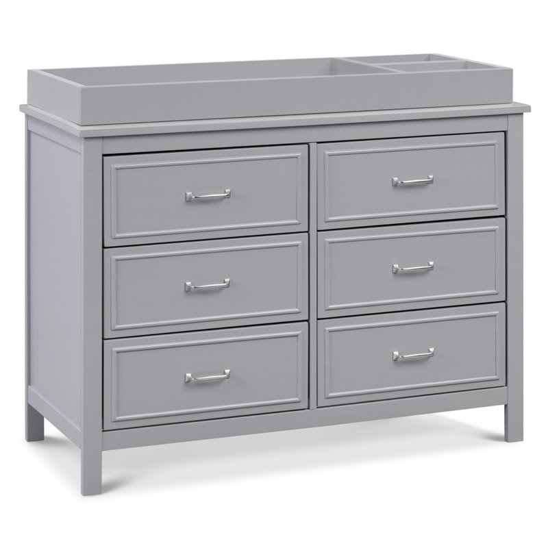 4-in-1 Convertible Crib and Dresser Set with Removable Changing Tray in Gray