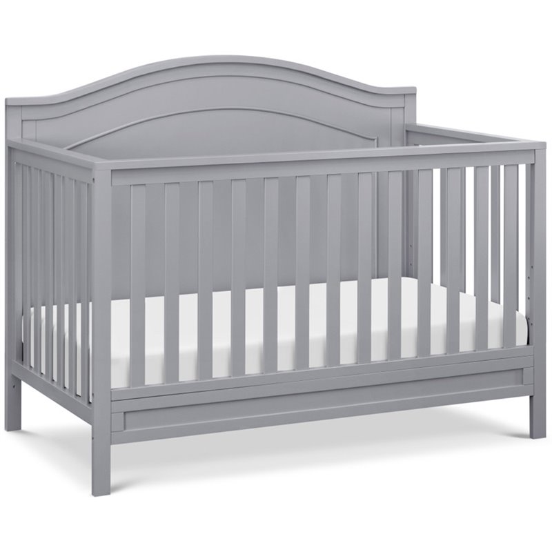 4-in-1 Convertible Crib and Dresser Set with Removable Changing Tray in Gray
