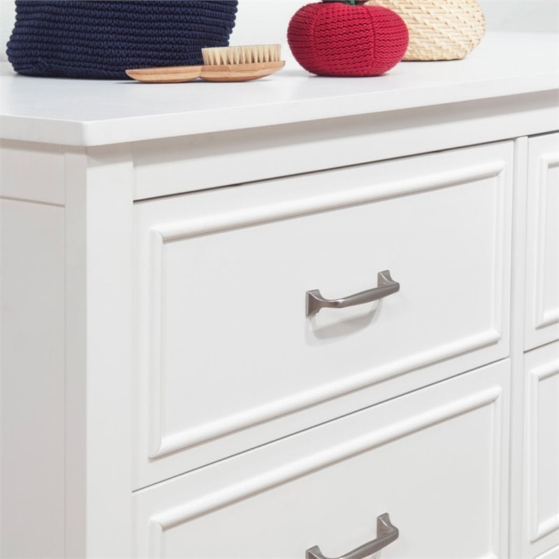 4-in-1 Convertible Crib and Dresser Set with Removable Changing Tray in White