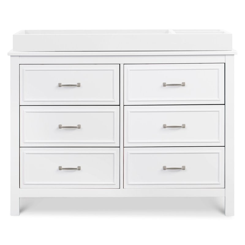 4-in-1 Convertible Crib and Dresser Set with Removable Changing Tray in White