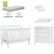 4-in-1 Convertible Crib Set with Dresser Mattress and Changing Tray in White