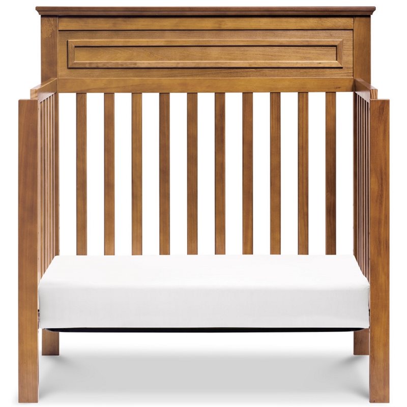 4-in-1 Convertible Mini Crib and Dresser Set with Changing Tray in Chestnut