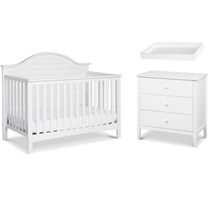4-in-1 convertible crib and dresser with removable changing tray set in white