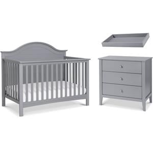 4-in-1 convertible crib and dresser with removable changing tray set in gray