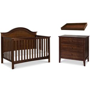 4-in-1 convertible crib and dresser with removable changing tray set in espresso