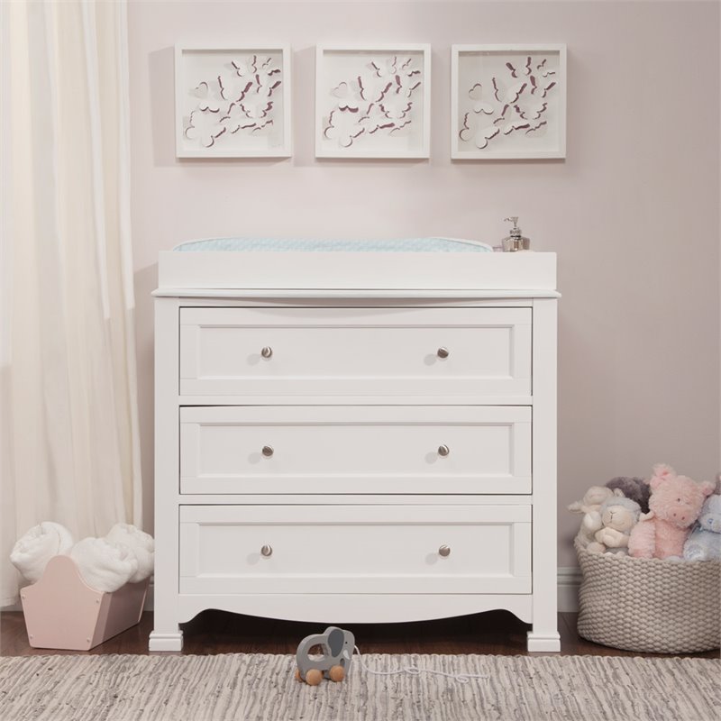 4-in-1 Convertible Crib and Dressers Set with Removable Changing Tray in White