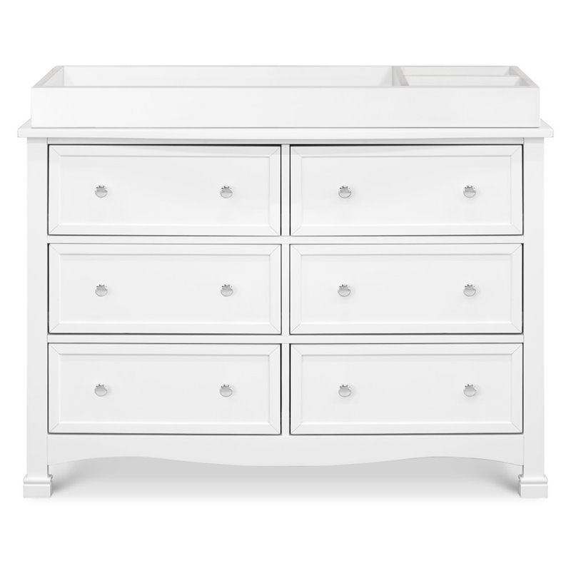 4-in-1 Convertible Crib and Dressers Set with Removable Changing Tray in White