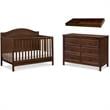 4-in-1 Convertible Crib and Dresser Set with Removable Changing Tray in Espresso