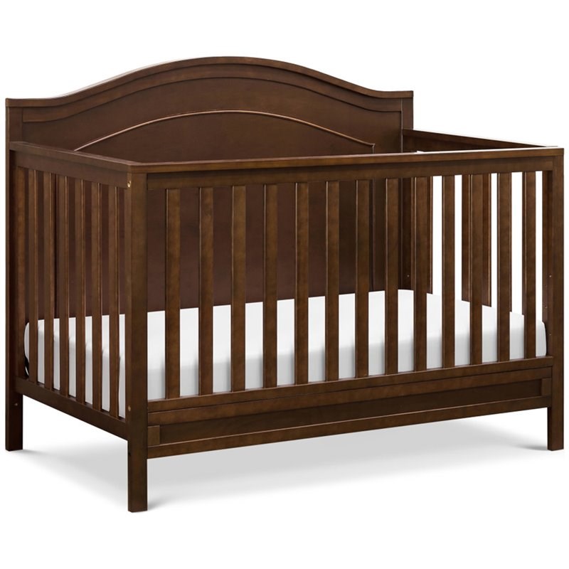 4-in-1 Convertible Crib and Dresser Changing Table Set with Mattress in Espresso