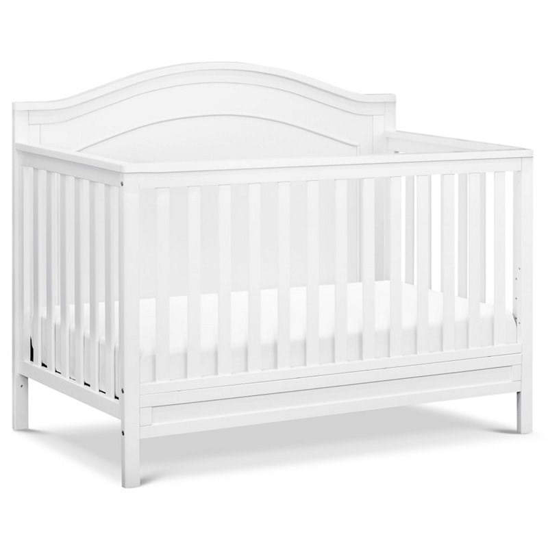 4-in-1 Convertible Crib and Dresser Changing Table Set with Mattress in White