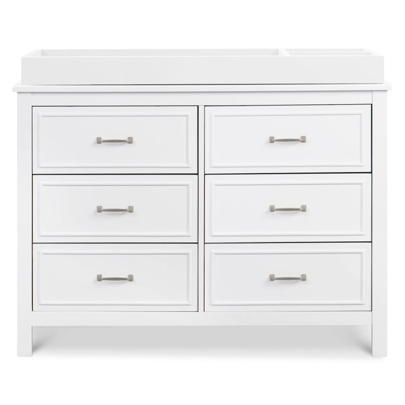 4-in-1 Convertible Crib and Dresser Changing Table Set with Mattress in White