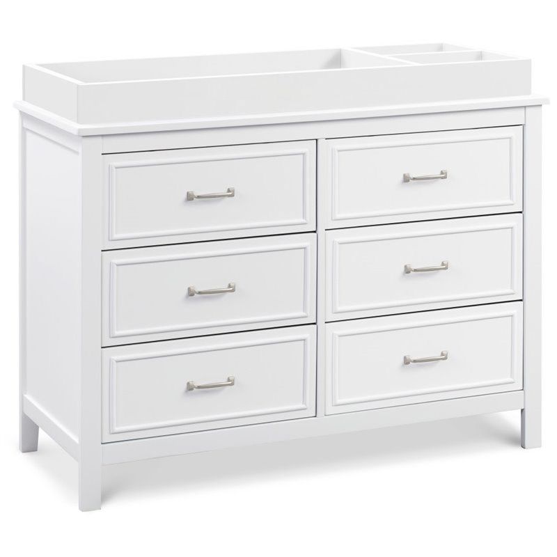 4-in-1 Convertible Crib and Dresser Changing Table Set with Mattress in White