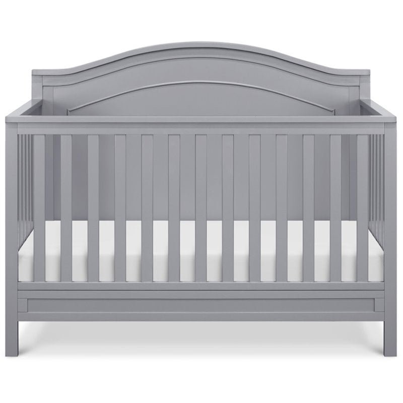 4-in-1 Convertible Crib and Dresser Changing Table Set with Mattress in Gray