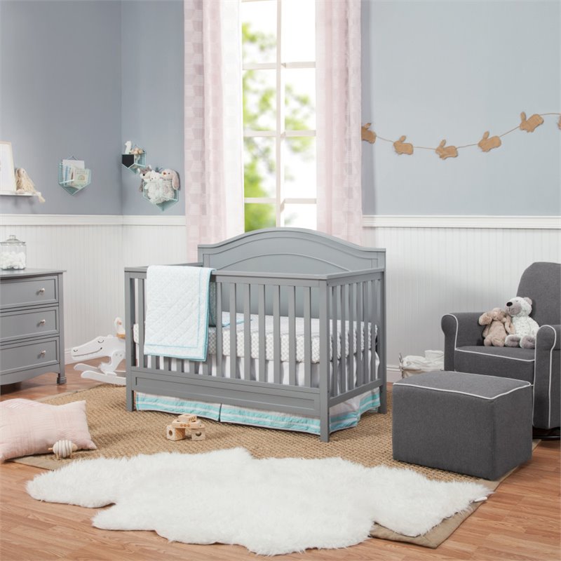 4 in 1 Convertible Crib and Dresser Changing Table Set with Mattress in Gray Cymax Business