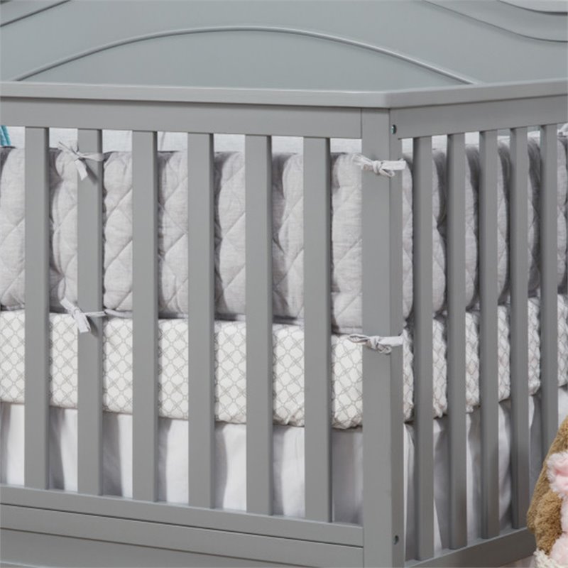 4-in-1 Convertible Crib and Dresser Changing Table Set with Mattress in Gray