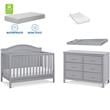 4-in-1 Convertible Crib and Dresser Changing Table Set with Mattress in Gray
