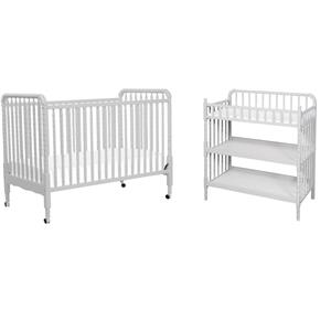 3 in 1 convertible crib set with matching changing table in fog gray