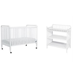 3 in 1 convertible crib set with matching changing table in white