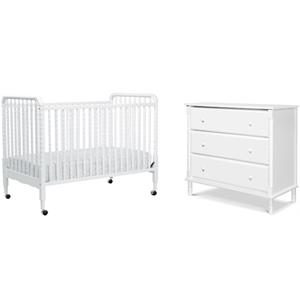 3 in 1 convertible crib set with matching dresser in white