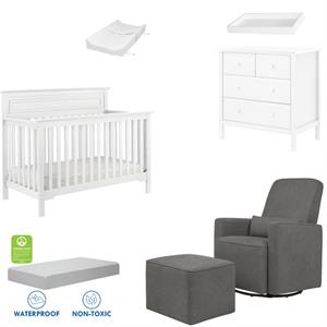 6 piece crib set with mattress glider chair dresser with changing tray and pad