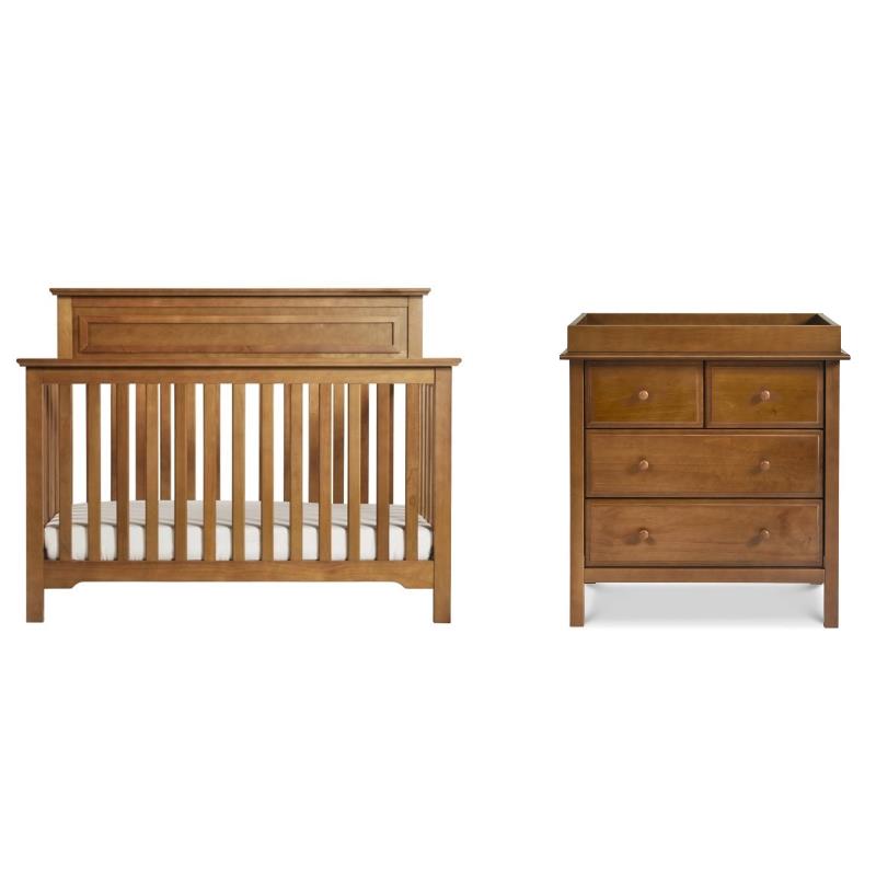 3in1 Convertible Crib Set and Dresser with Removable Changing Tray in Chestnut 2013385PKG