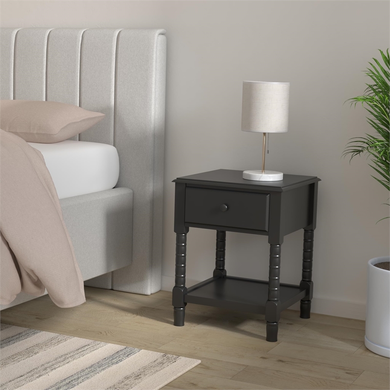 DaVinci Jenny Lind Engineered Wood Spindle Kids Nightstand in Ebony