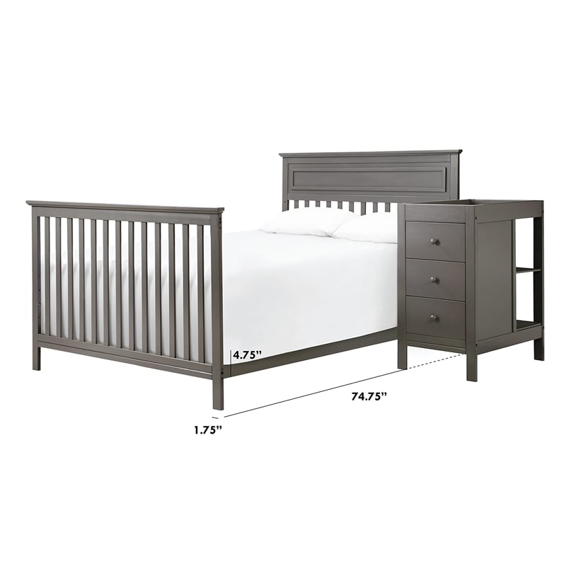 DaVinci Autumn Pine Wood Full Size Bed Conversion Kit in Slate