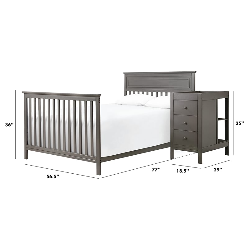 DaVinci Autumn Pine Wood Full Size Bed Conversion Kit in Slate