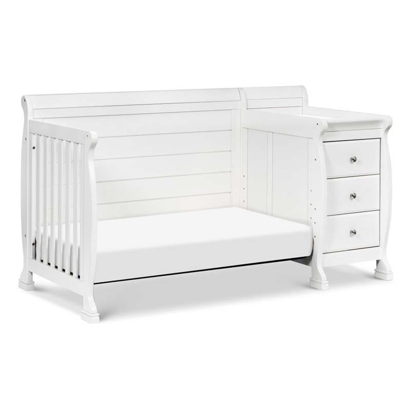 DaVinci Kalani Traditional Wood 4-in-1 Convertible Crib & Changer in White